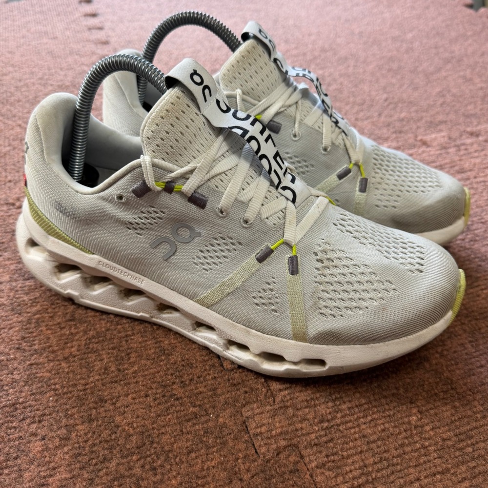 On Cloudsurfer Women Running gym Shoes White Lime CloudTec Phase Sneakers Size 9